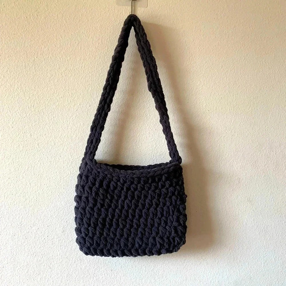 Handbags - Grey Crochet Mini Shoulder Bag Knit Utility Casual Women's Clutch Purse